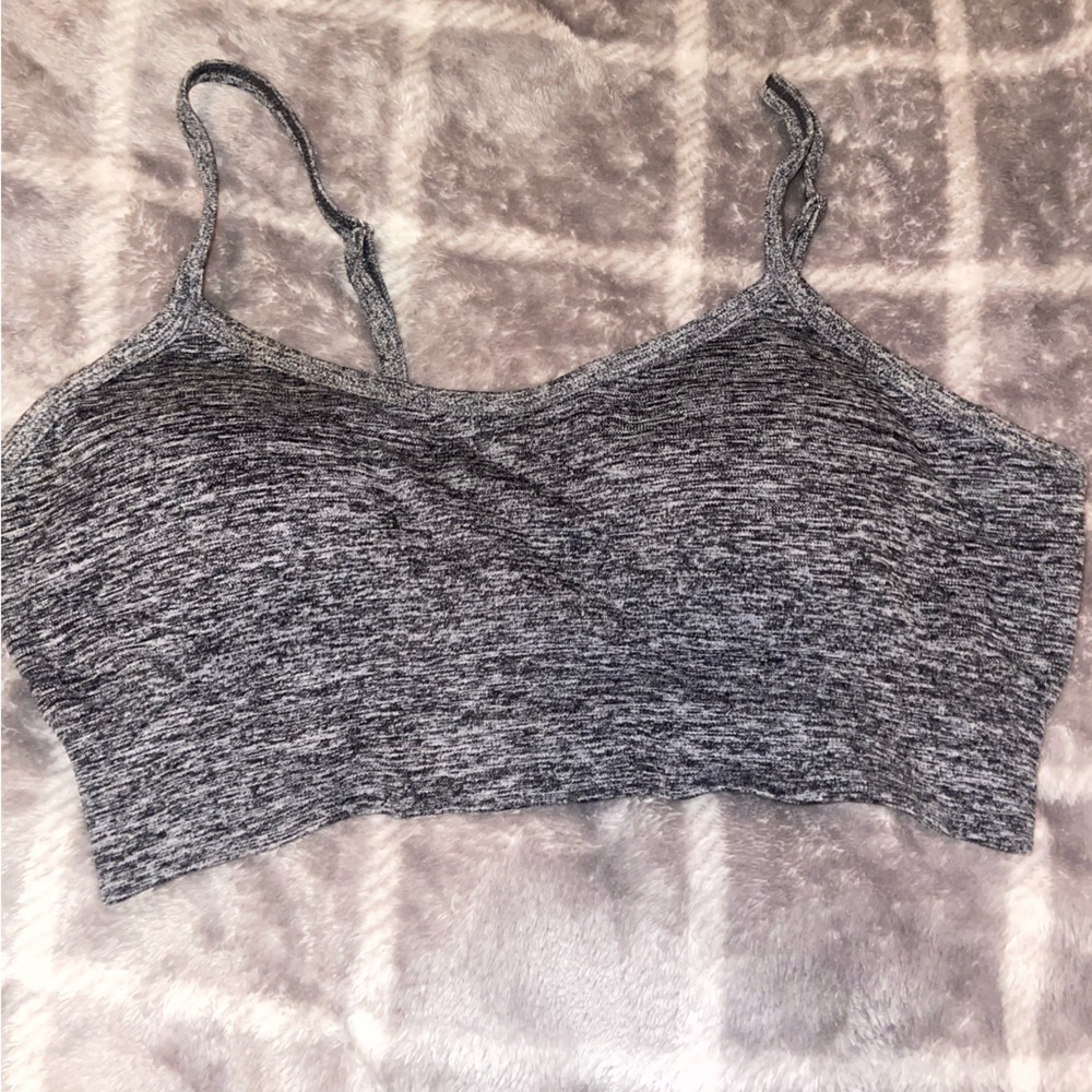 Grey and White sports bra